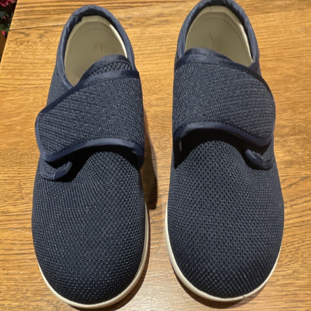 HYHFM Women's Blue Hook & Loop Strap Flats Synthetic Upper US 8.5 EU 40